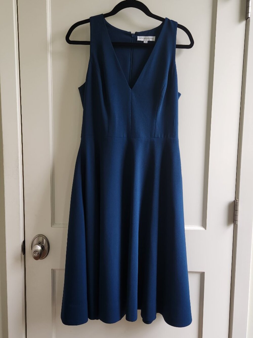 Dress the Population Teal Blue Dress Size Large Midi A Line Sleeveless